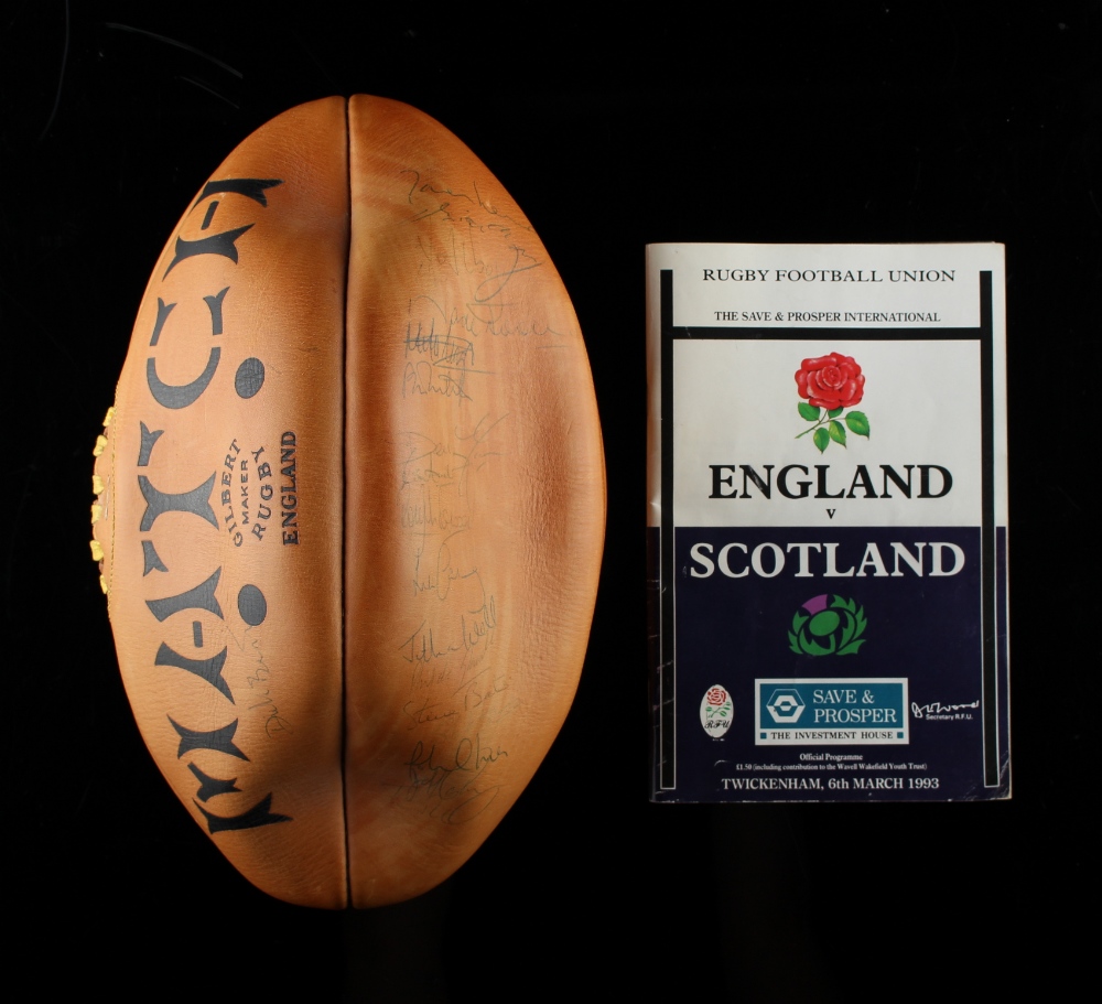 Property of a lady - an autographed Gilbert leather rugby ball, signed by members of the 1993