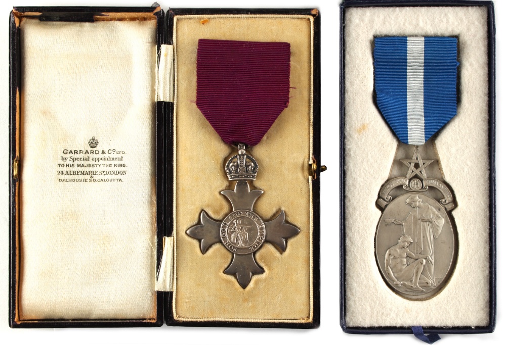 Property of a lady - medals - a boxed George VI MBE; together with a boxed silver Royal Masonic