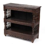 Property of a lady - a 17th century Charles I carved oak three-tier spindle wall cupboard, circa