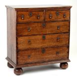 Property of a lady - an 18th century elm chest of two short & three long graduated drawers, 35.