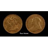 Property of a gentleman - gold coin - an 1894 Queen Victoria gold full sovereign (see