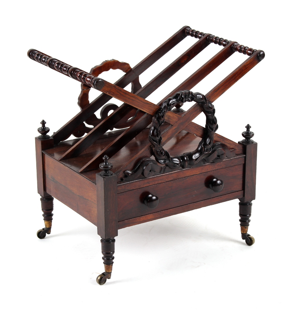 Property of a lady - an early 19th century Regency period rosewood three-division canterbury,