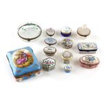 Property of a deceased estate - a box containing assorted small boxes including porcelain, enamel, &