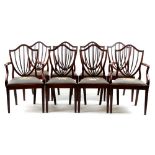 Property of a deceased estate - a set of eight 19th century mahogany shield back dining chairs