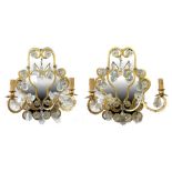 Property of a gentleman - a pair of Italian gilt painted metal & faceted glass girandoles, each