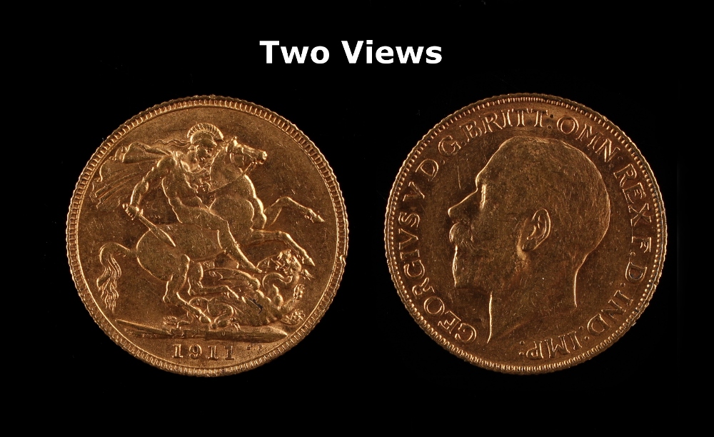 Property of a gentleman - gold coin - a 1911 George V gold full sovereign (see illustration).