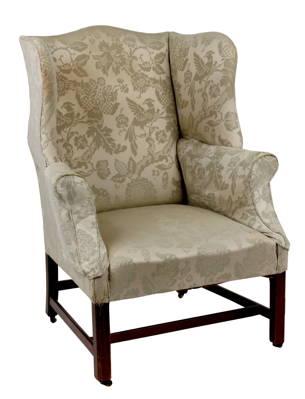 Property of a lady - a George III mahogany & damask upholstered wing armchair (see illustration).