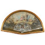 Property of a deceased estate - a good Italian painted fan, circa 1770, with carved, pierced &