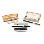 Property of a deceased estate - a boxed Parker 51 fountain pen with teal blue body & gold plated