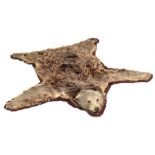 Property of a lady of title - a taxidermy brown bear skin rug, with stuffed head & claws, label