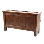 Property of a lady - a carved oak coffer, late 17th / early 18th century, probably reduced in depth,