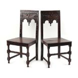 Property of a lady - a pair of 17th century carved oak side chairs (2) (see illustration).