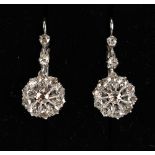 A pair of diamond cluster pendant earrings, the estimated total diamond weight 1.4 carats (2) (see