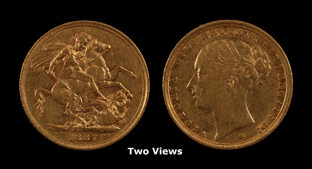 Property of a gentleman - gold coin - an 1887 Queen Victoria gold full sovereign (see