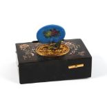 A late 19th century Swiss tortoiseshell cased automaton singing bird box, with two-colour gold,