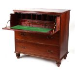 Property of a deceased estate - an early 19th century mahogany secretaire chest, with brass swan-