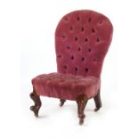 Property of a deceased estate - a Victorian walnut & pink button upholstered nursing chair (see