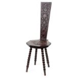 Property of a lady - a late 19th / early 20th century Welsh carved oak spinning stool (see