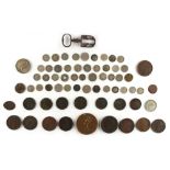 Property of a lady - a bag containing assorted coins & medals including a 19th century Royal