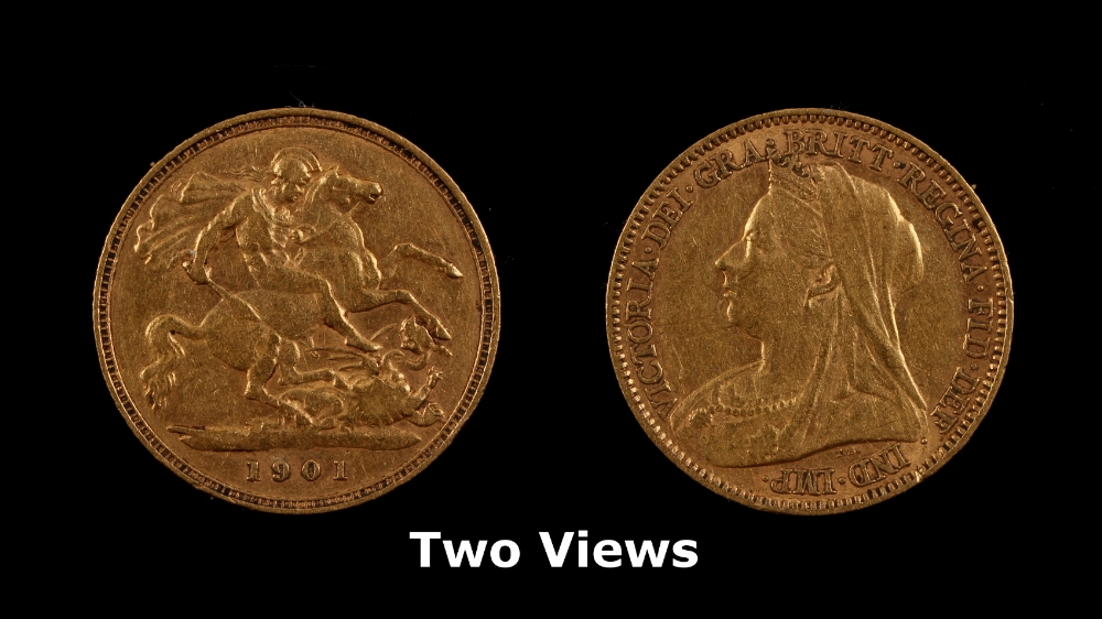 Property of a gentleman - gold coin - a 1901 Queen Victoria gold half sovereign (see illustration).