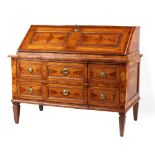 Property of a gentleman - a North Italian parquetry fall-front bureau, late 18th century, the