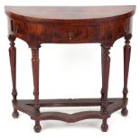 Property of a lady - a William & Mary style figured walnut & featherbanded demi-lune tea table,