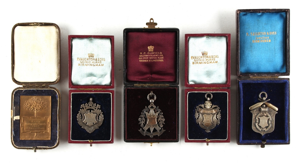 Property of a lady - medals - baseball interest - four late 19th century boxed baseball medals,