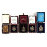 Property of a lady - medals - baseball interest - four late 19th century boxed baseball medals,