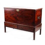 Property of a gentleman - a George II mahogany coffer or blanket chest on stand, 51.6ins. (