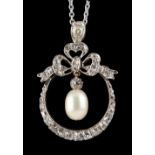 A late 19th / early 20th century Continental pearl & diamond pendant modelled as a diamond set