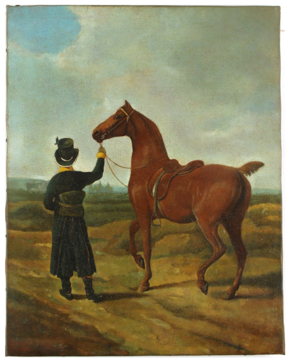 Property of a deceased estate - English school, 19th century - A CHESTNUT HUNTER AND HANDLER IN A