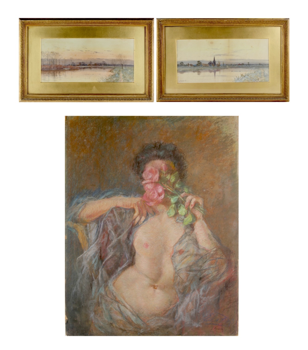 Property of a gentleman - early 20th century - FEMALE NUDE - pastel, 25.6 by 21.65ins. (65 by