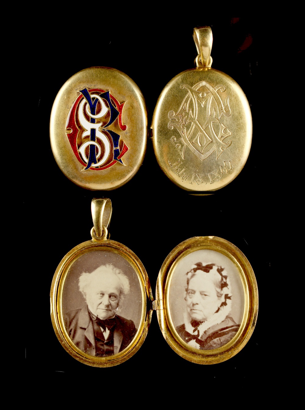 Property of a lady - a Victorian yellow gold (tests high carat) & enamel oval locket pendant,