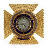 Property of a deceased estate - an ormolu & blue enamel easel desk clock, probably of the Most