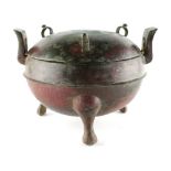 A Chinese bronze ritual food vessel & cover, ding, probably Warring States period (475–221 BC), 8.
