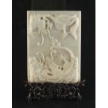 The Fryers Collection of Chinese Art - a Chinese creamy white hardstone rectangular table screen,