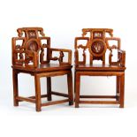 Property of a gentleman - a pair of early 20th century Chinese throne chairs (2) (see