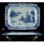 Property of a lady - a Chinese blue & white exportware rectangular shallow vegetable dish with re-