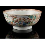 Property of a lady - an 18th century Chinese mandarin pattern punch bowl, 11.2ins. (28.5cms.)