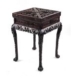 Property of a gentleman - a Chinese carved hardwood envelope card table or mah jong table, early