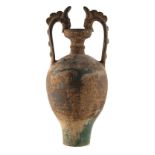 Property of a lady - a Chinese pottery amphora vase, Tang Dynasty (618-907), with dragon handles,