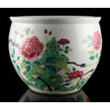 A Chinese famille rose planter, late 19th century, painted with peonies & butterflies, 8.7ins. (22.