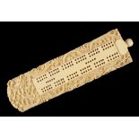 Property of a lady - a late 19th / early 20th century Chinese Canton carved ivory cribbage board,