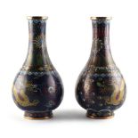 Property of a gentleman - two Chinese cloisonne dragon vases, circa 1900, each 6ins. (15.2cms.) high