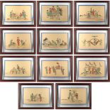 A set of eleven early 20th century Chinese paintings on paper depicting figures in various pursuits,