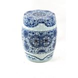 Property of a lady - a Chinese blue & white barrel shaped garden seat, 18th / 19th century, with