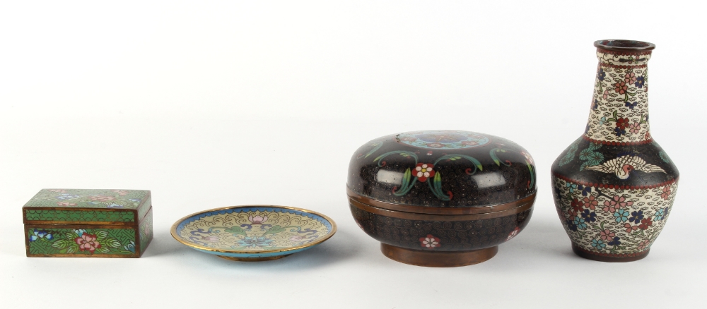 Property of a gentleman - a group of four cloisonne items including a late 19th century Chinese