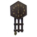 Property of a deceased estate - an oak hexagonal faced wall clock, second quarter 20th century,