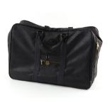 Property of a deceased estate - a Mulberry black leather holdall or soft case, 72cms. long (see