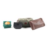 Property of a deceased estate - a Mulberry green Scotchgrain leather wash bag, in green cloth dust